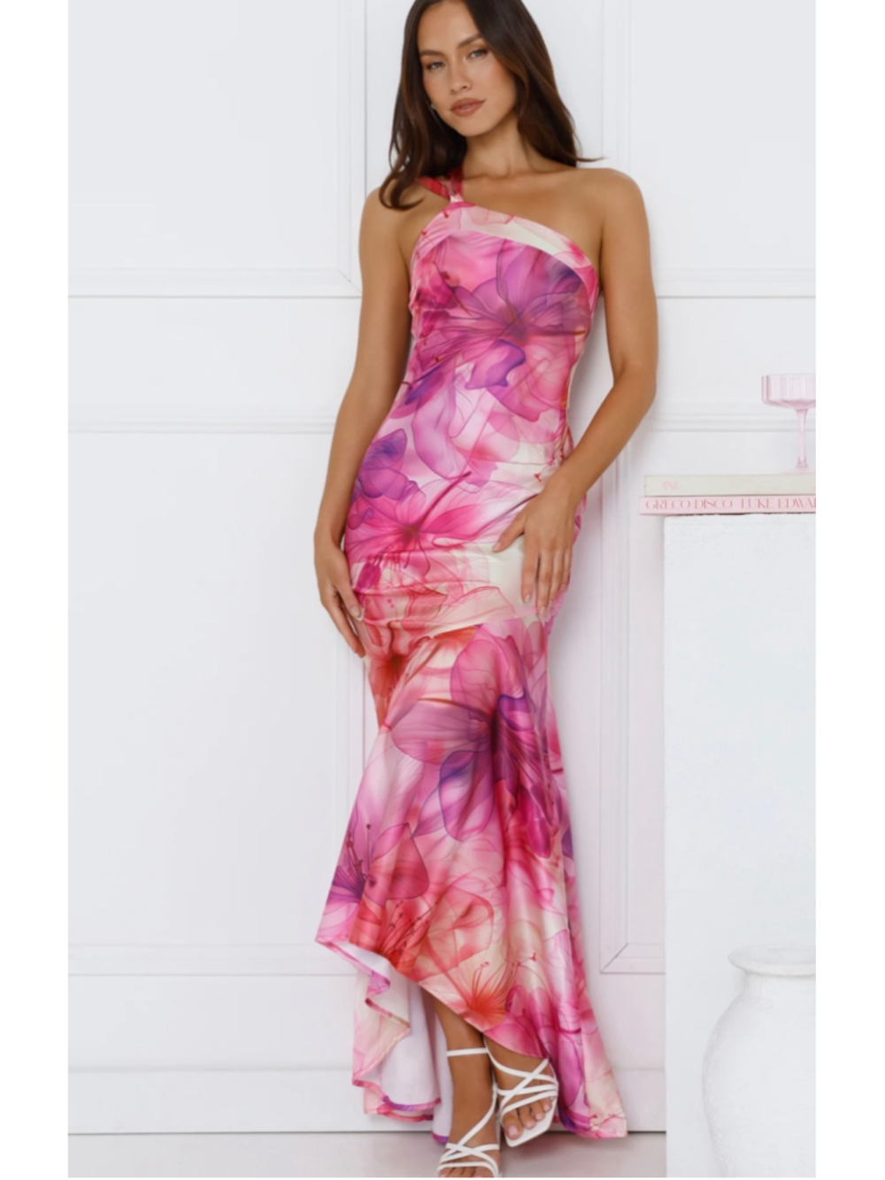 Women's Hello Molly One Shoulder Floral Dress Size 4 Pink Purple